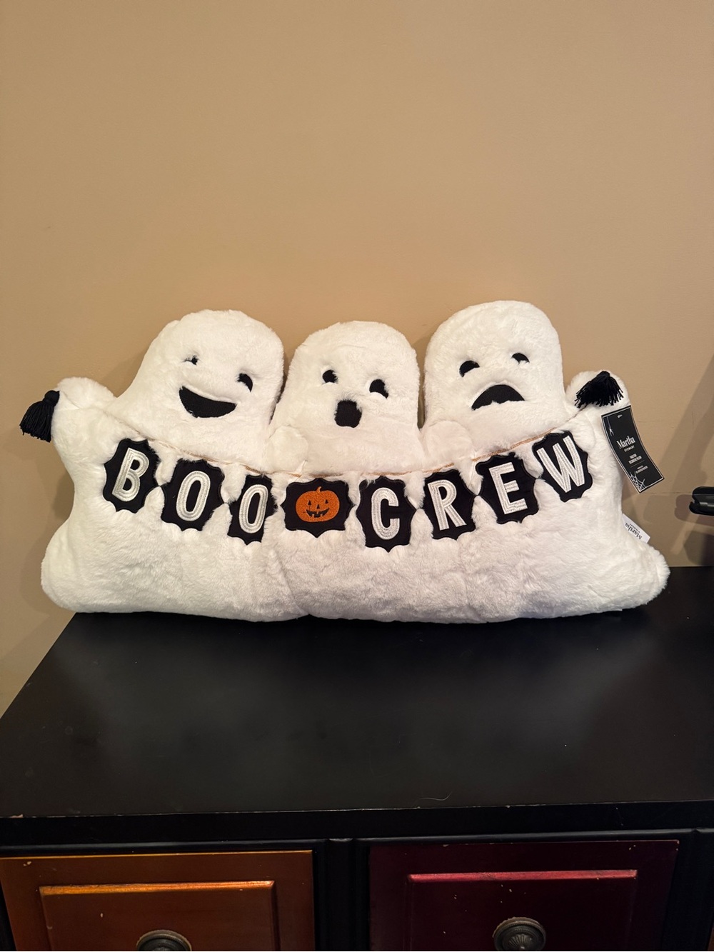 Martha Stewart Boo Crew Plush White Ghost Accent Pillow - Halloween